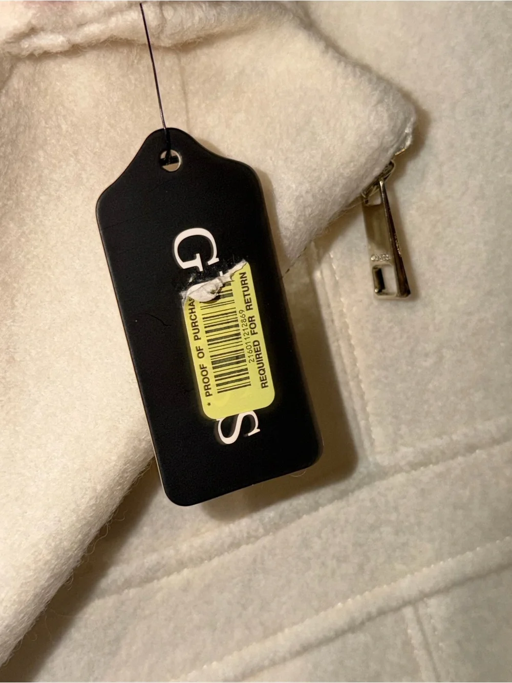 GUESS White Double-Breasted Wool-Blend Fit &  Peacoat Trench Jacket Large NWT